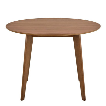 Round wooden table on a white background