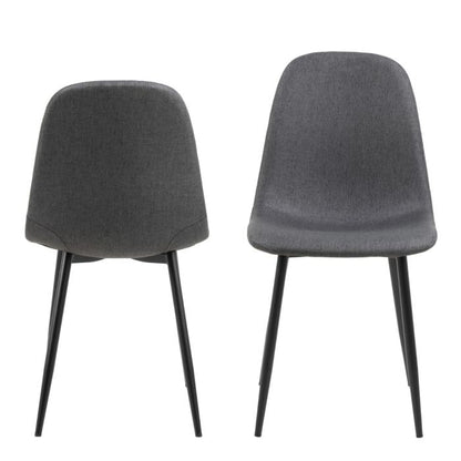 Two gray chairs with black legs on a white background