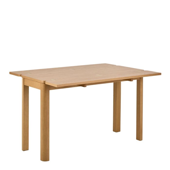 Wooden dining table on a white background