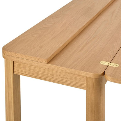 Wooden table with a hinge on a white background