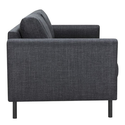 Gray upholstered chair on a white background