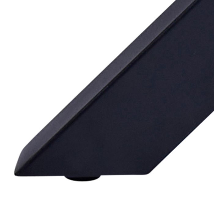 Black triangular object on a white background