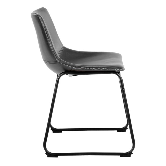 Gray chair with black metal legs on a white background