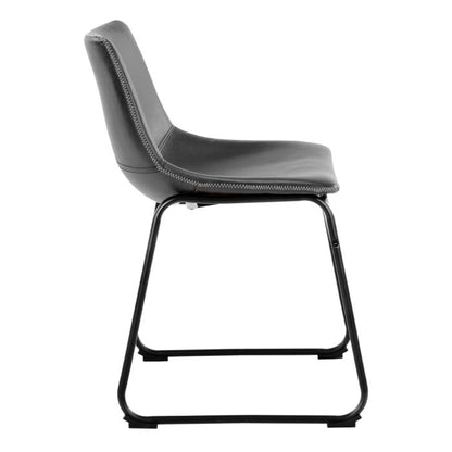 Gray chair with black metal legs on a white background