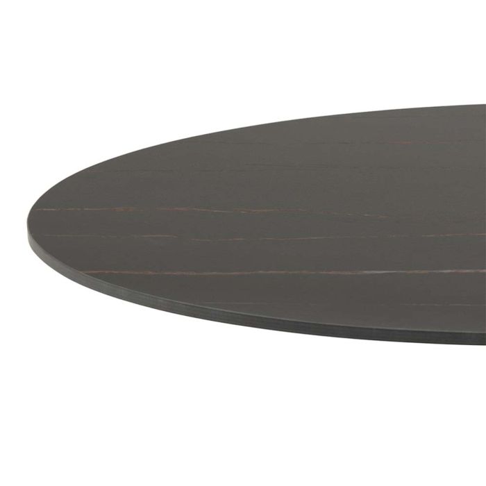 Round dark wooden table top on a white background
