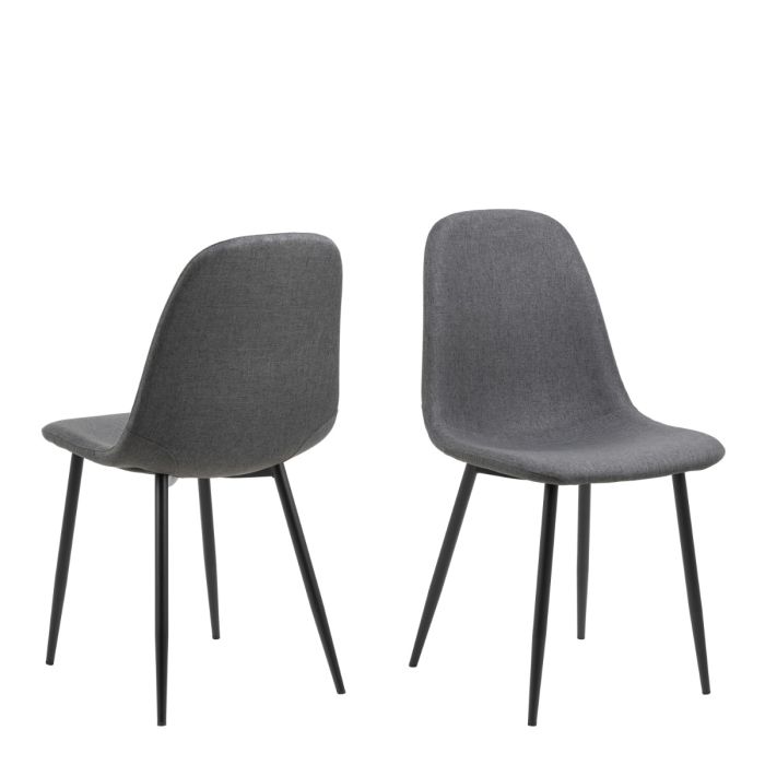 Two gray chairs with black legs on a white background