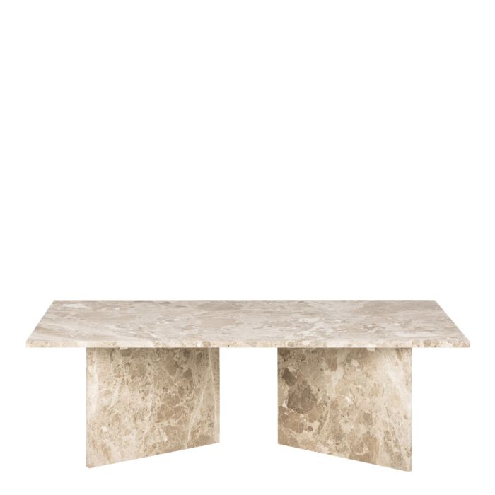 Beige marble dining table on a white background