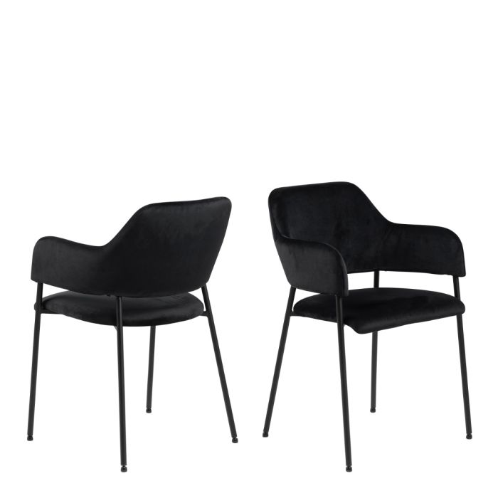 Two black chairs on a white background