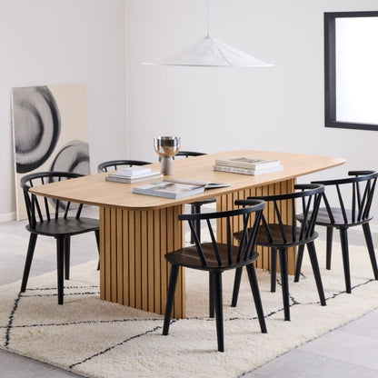 Christo Dining Table in Oak Included 6 Ida Dining Chairs in Black