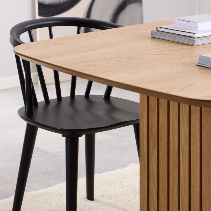 Christo Dining Table in Oak Included 6 Ida Dining Chairs in Black