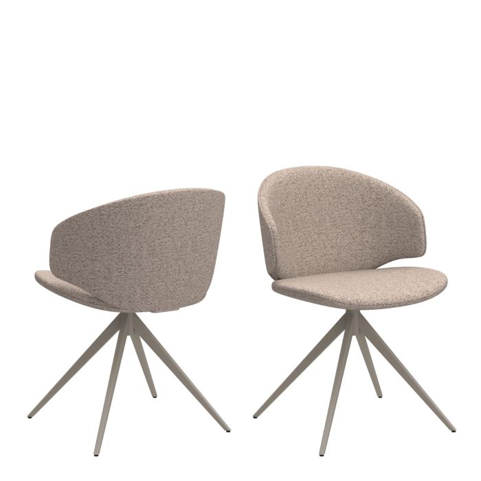 Two beige chairs with metal legs on a white background