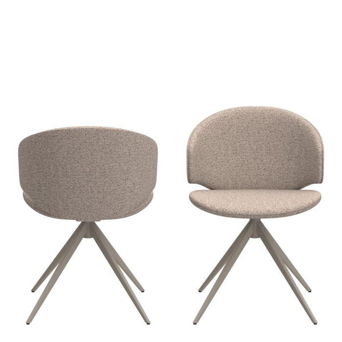 Two beige chairs with metal legs on a white background