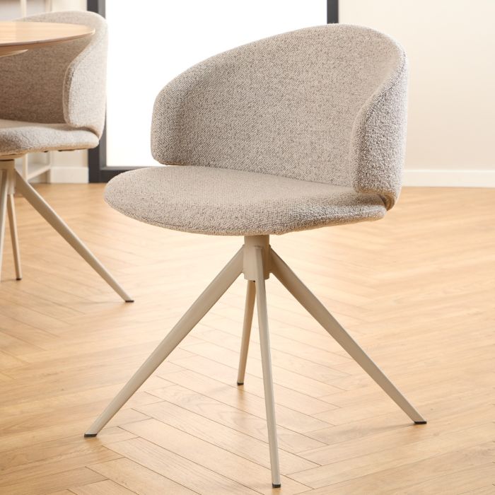 Modern chair with a textured backrest on a wooden floor