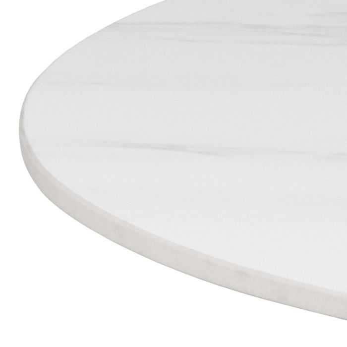Close-up of a white round table top on a white background