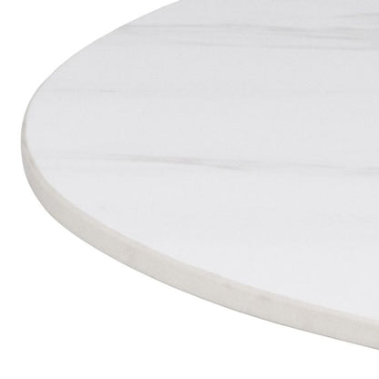 Close-up of a white round table top on a white background