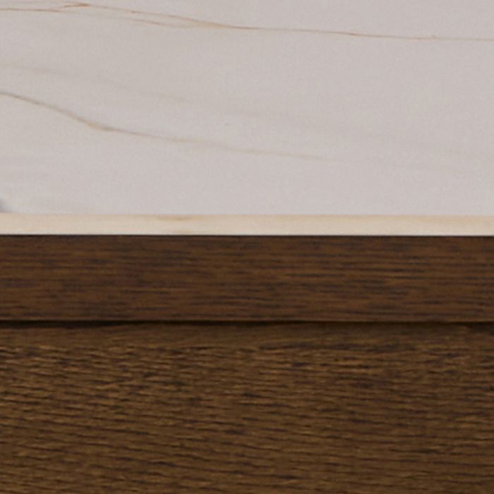 Close-up of a wooden surface with a marble-like pattern above it