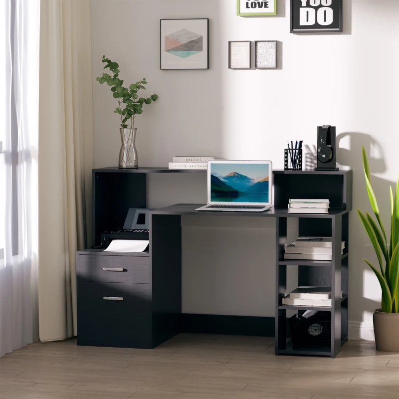 HOMCOM Computer Desk with Drawers and Storage Shelves - LuxmeLounge - [vendor_name]