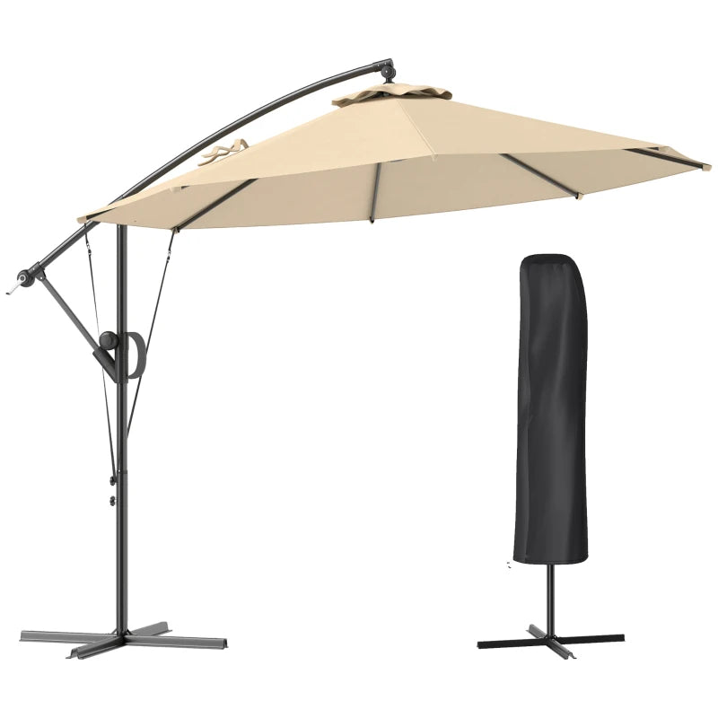Outsunny 3(m) Garden Cantilever Parasol with Cover and Wind Protection Strap - LuxmeLounge - [vendor_name]