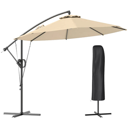 Outsunny 3(m) Garden Cantilever Parasol with Cover and Wind Protection Strap - LuxmeLounge - [vendor_name]