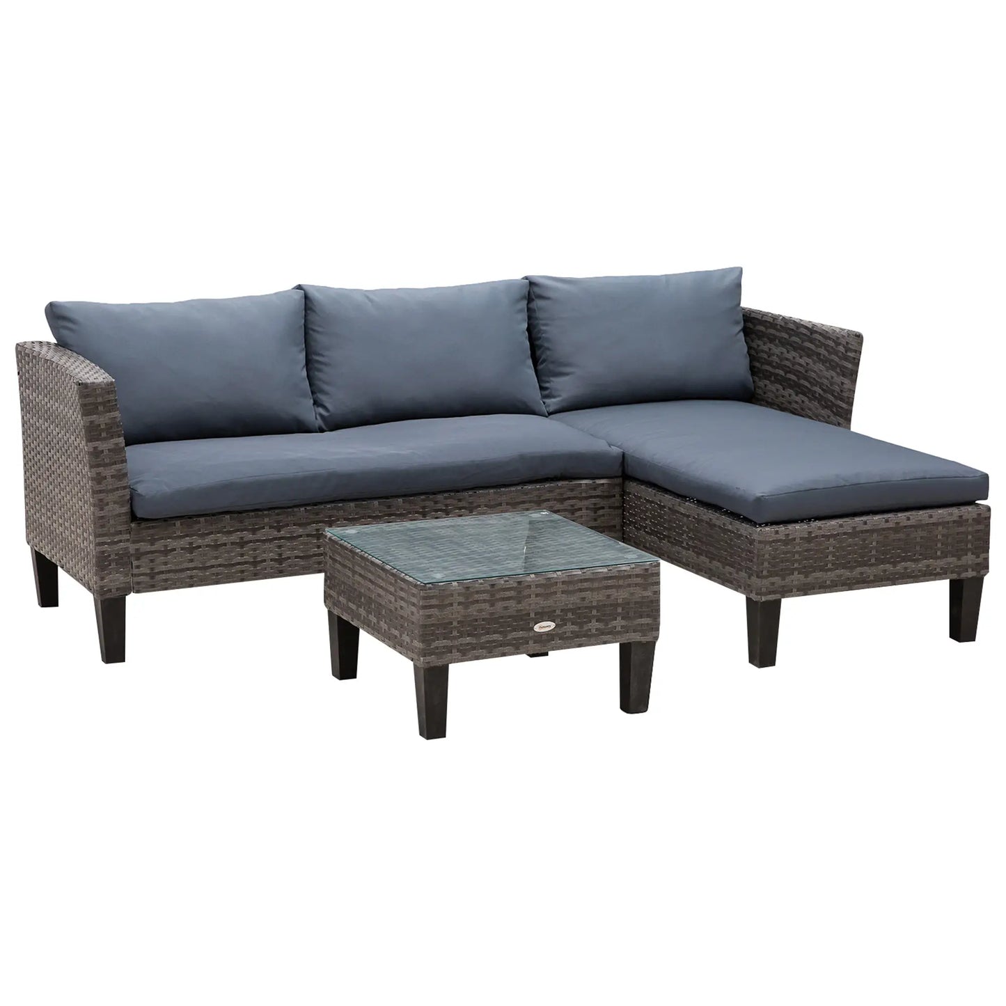 Outsunny 3 Pcs Garden Sofa PE Rattan Set - LuxmeLounge - [vendor_name]