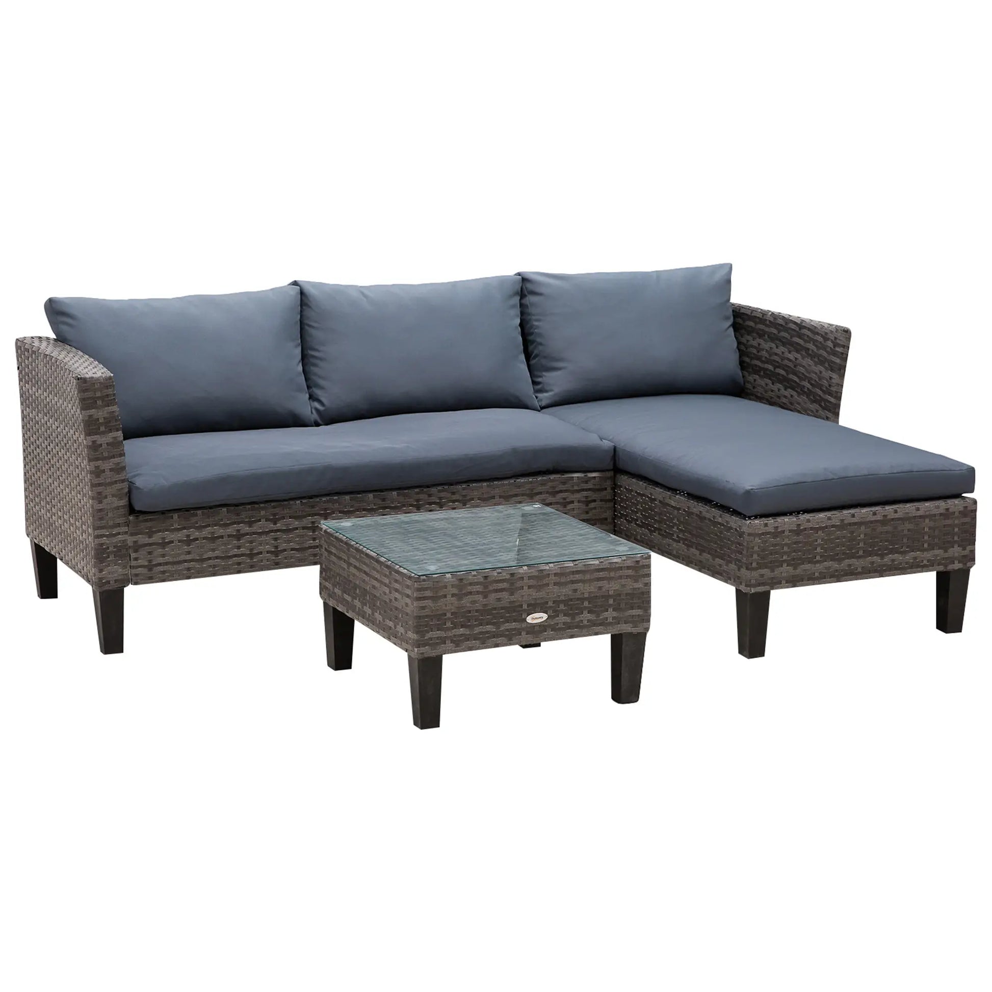Outsunny 3 Pcs Garden Sofa PE Rattan Set - LuxmeLounge - [vendor_name]