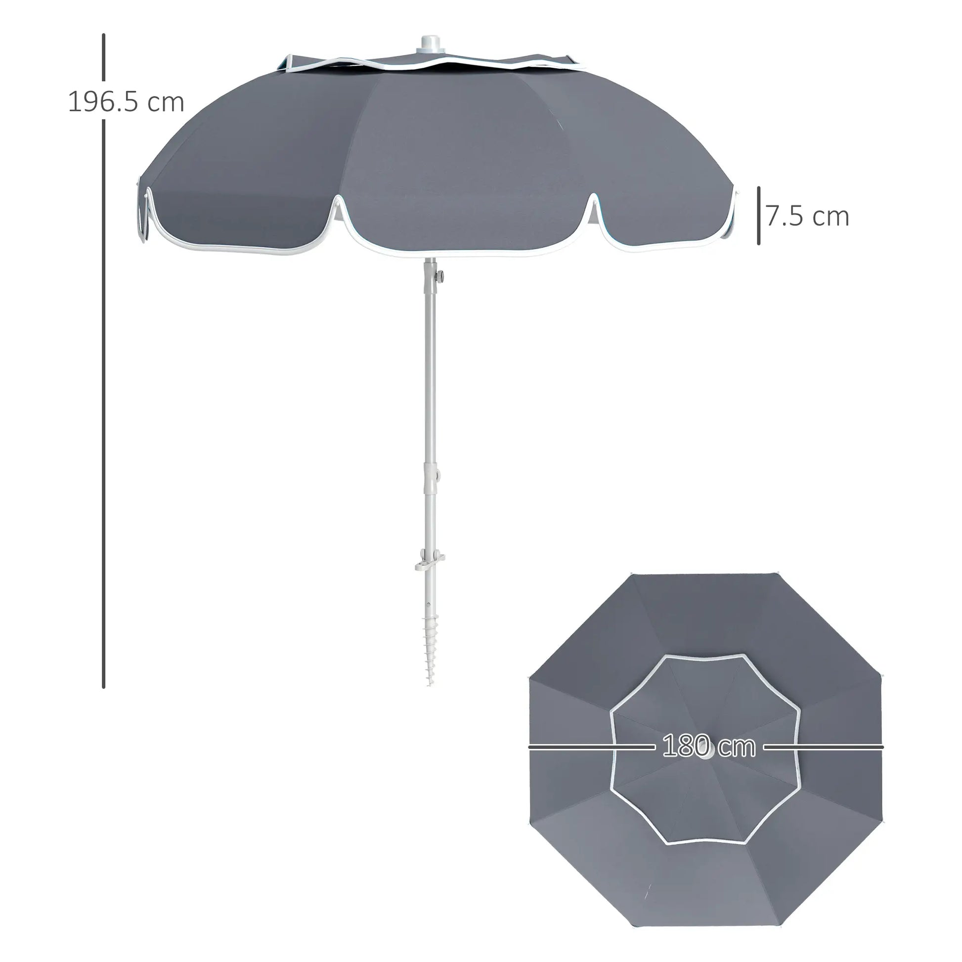 Outsunny Beach Umbrella Portable with Sand Anchor