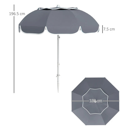 Outsunny Beach Umbrella Portable with Sand Anchor