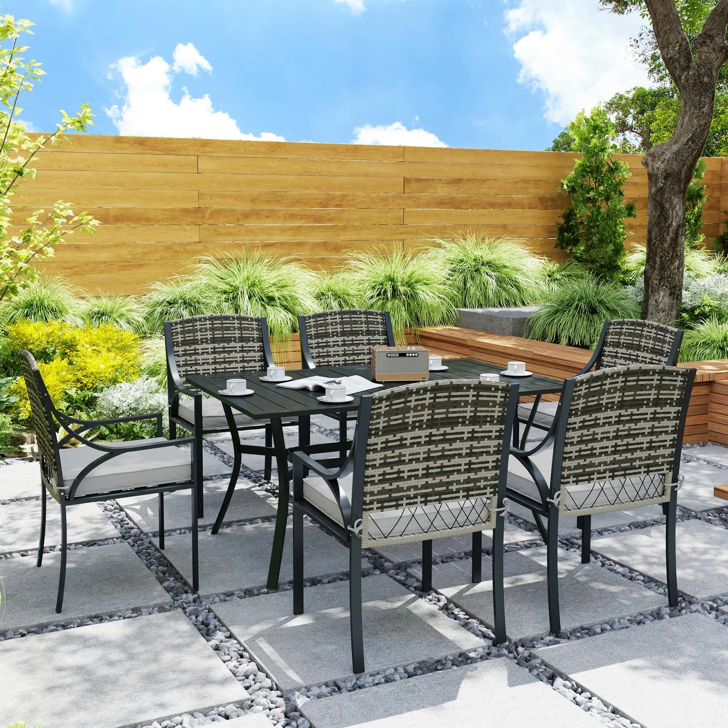 Outsunny Rattan Garden Furniture Set with Cushions
