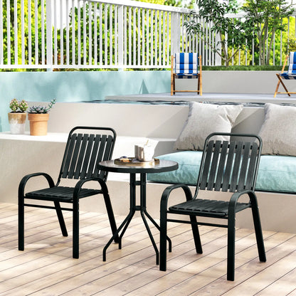 Outsunny 3 Pieces Patio Bistro Set with Stackable Chairs
