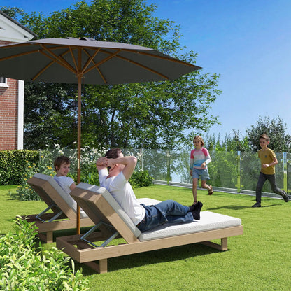 Outsunny 3m Wood Pole Parasol Umbrella