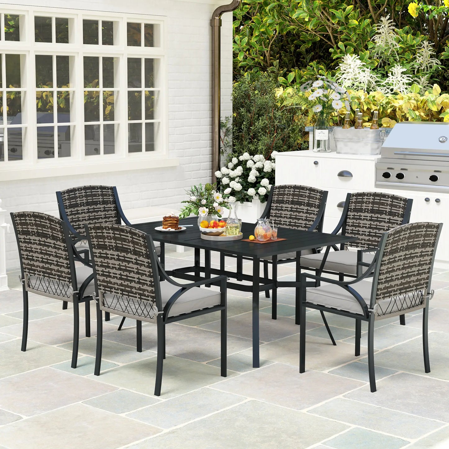 Outsunny Rattan Garden Furniture Set with Cushions