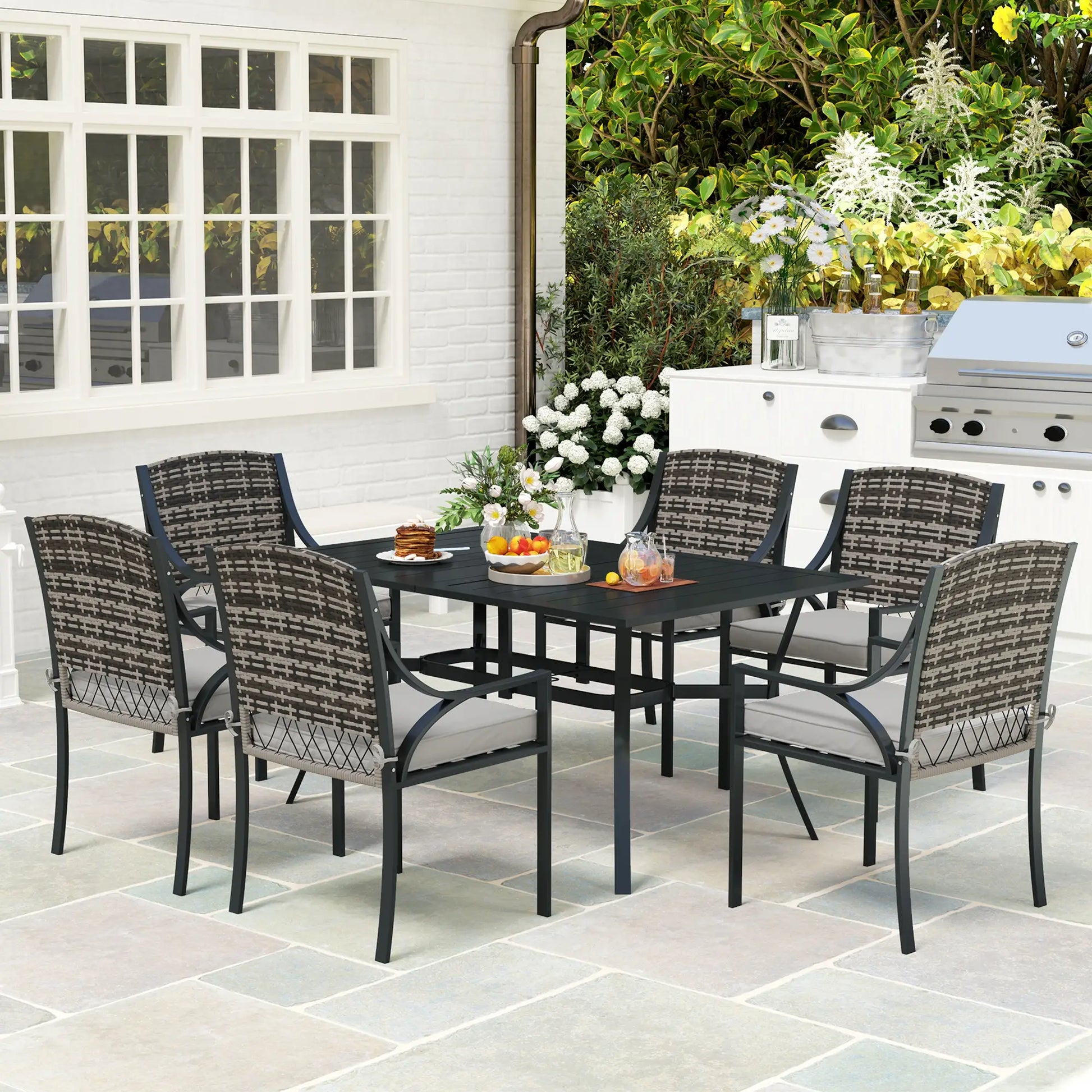 Outsunny Rattan Garden Furniture Set with Cushions