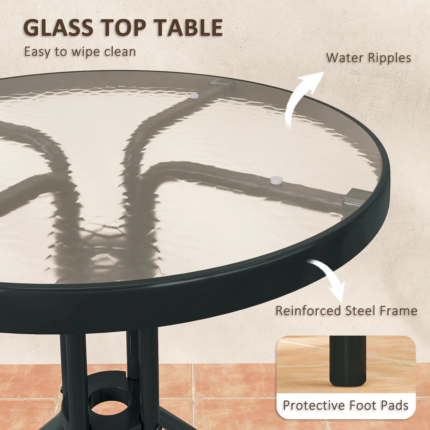 Outsunny 3 Pieces Patio Bistro Set with Stackable Chairs