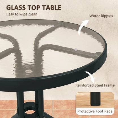 Outsunny 3 Pieces Patio Bistro Set with Stackable Chairs