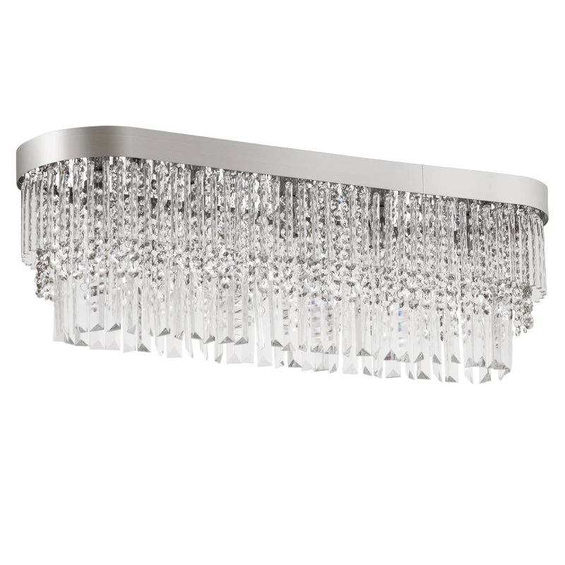 Crystal chandelier with silver frame on a white background