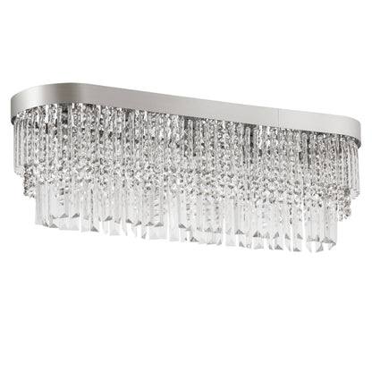 Crystal chandelier with silver frame on a white background