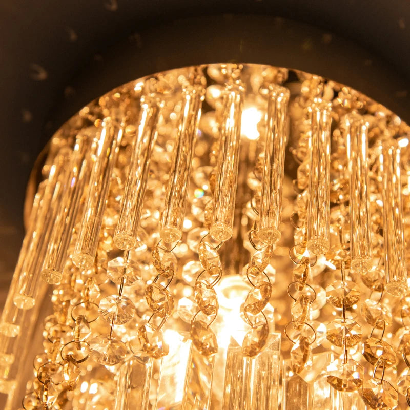 Close-up of a chandelier with crystal-like elements