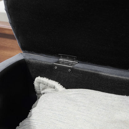 HOMCOM Velvet-Feel Half Circle Storage Ottoman