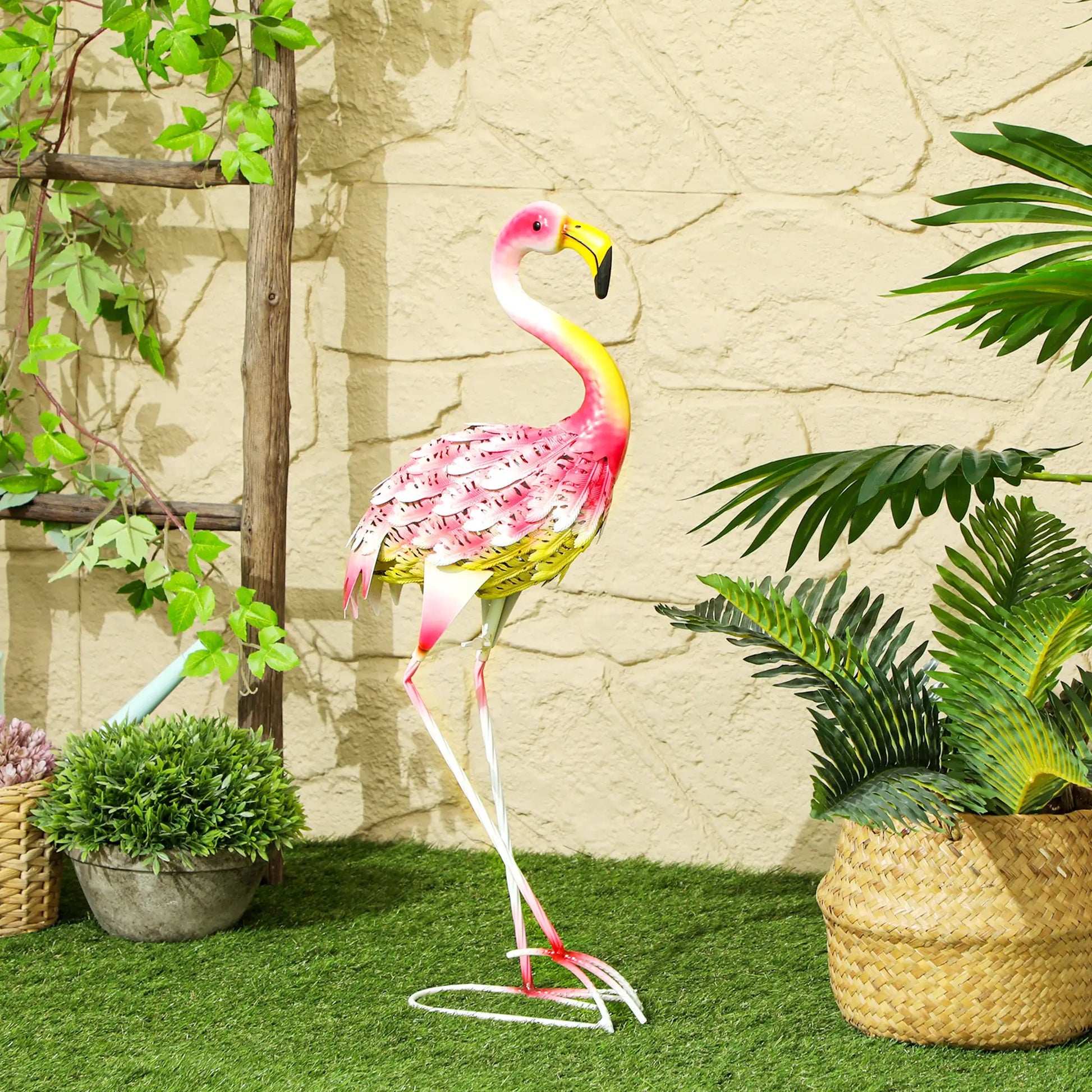 Outsunny Flamingo Garden Statue Ornament