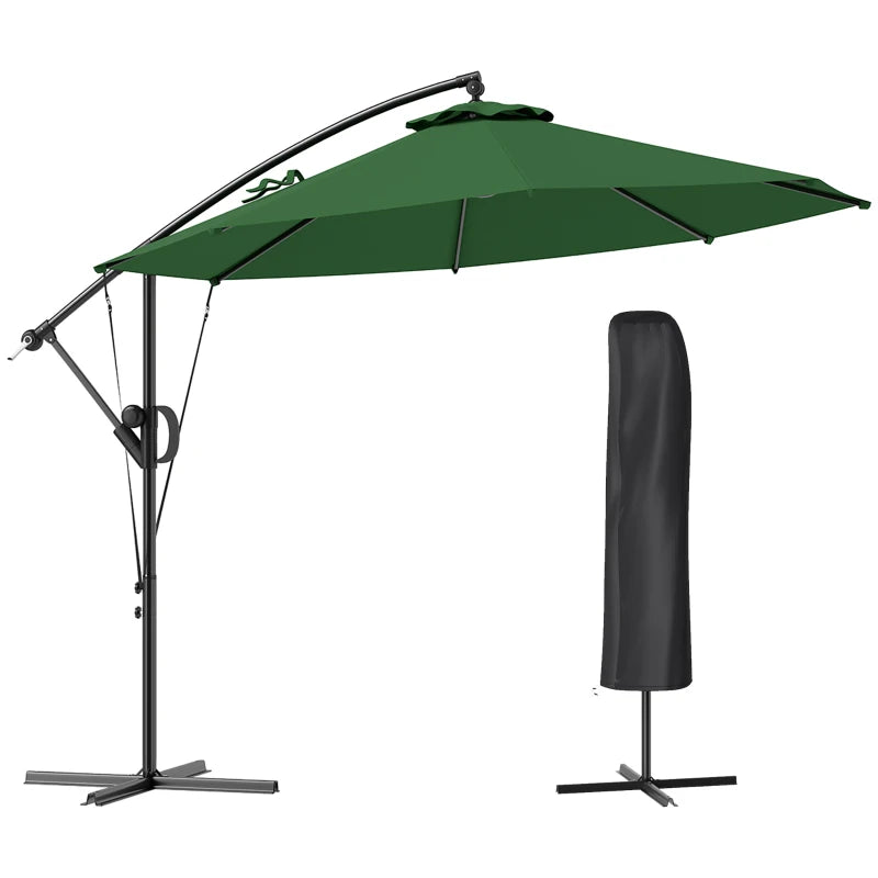 Outsunny 3(m) Garden Cantilever Parasol with Cover and Wind Protection Strap - LuxmeLounge - [vendor_name]