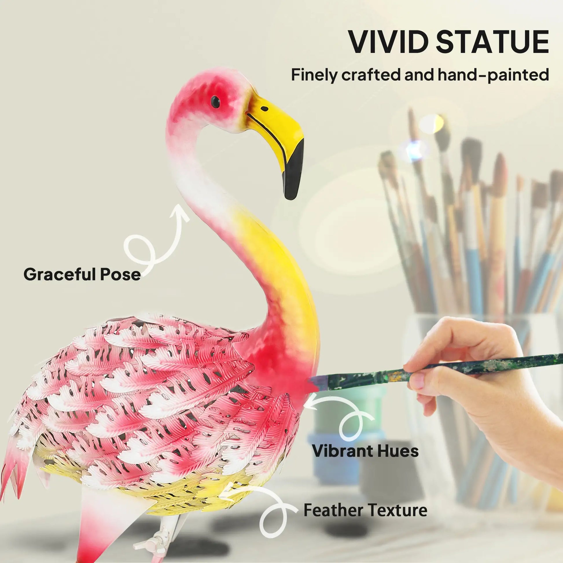 Outsunny Flamingo Garden Statue Ornament