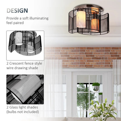 HOMCOM Nova Twin Shade Ceiling Light