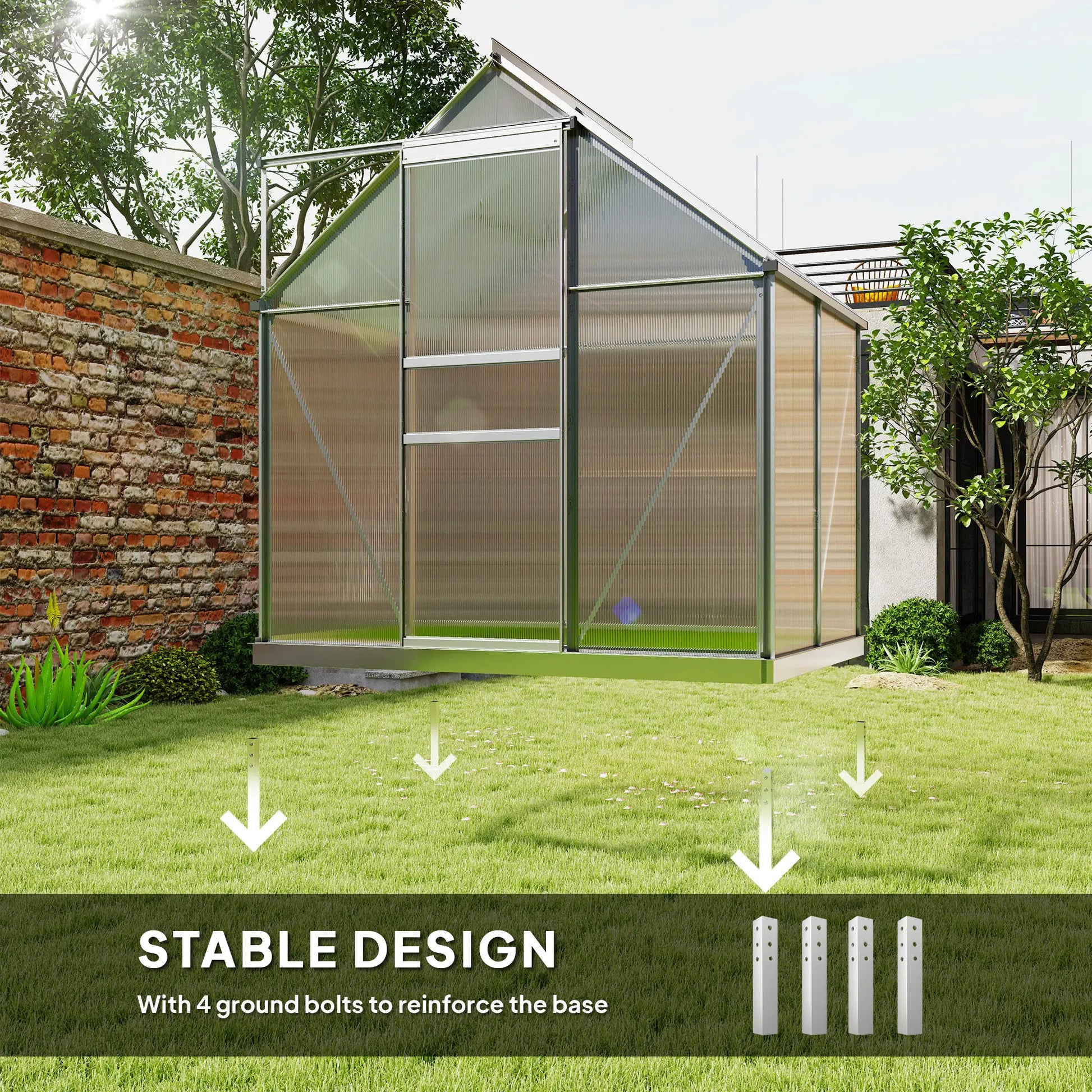 Outsunny 192.5 x 131cm Walk-In Polycarbonate Greenhouse