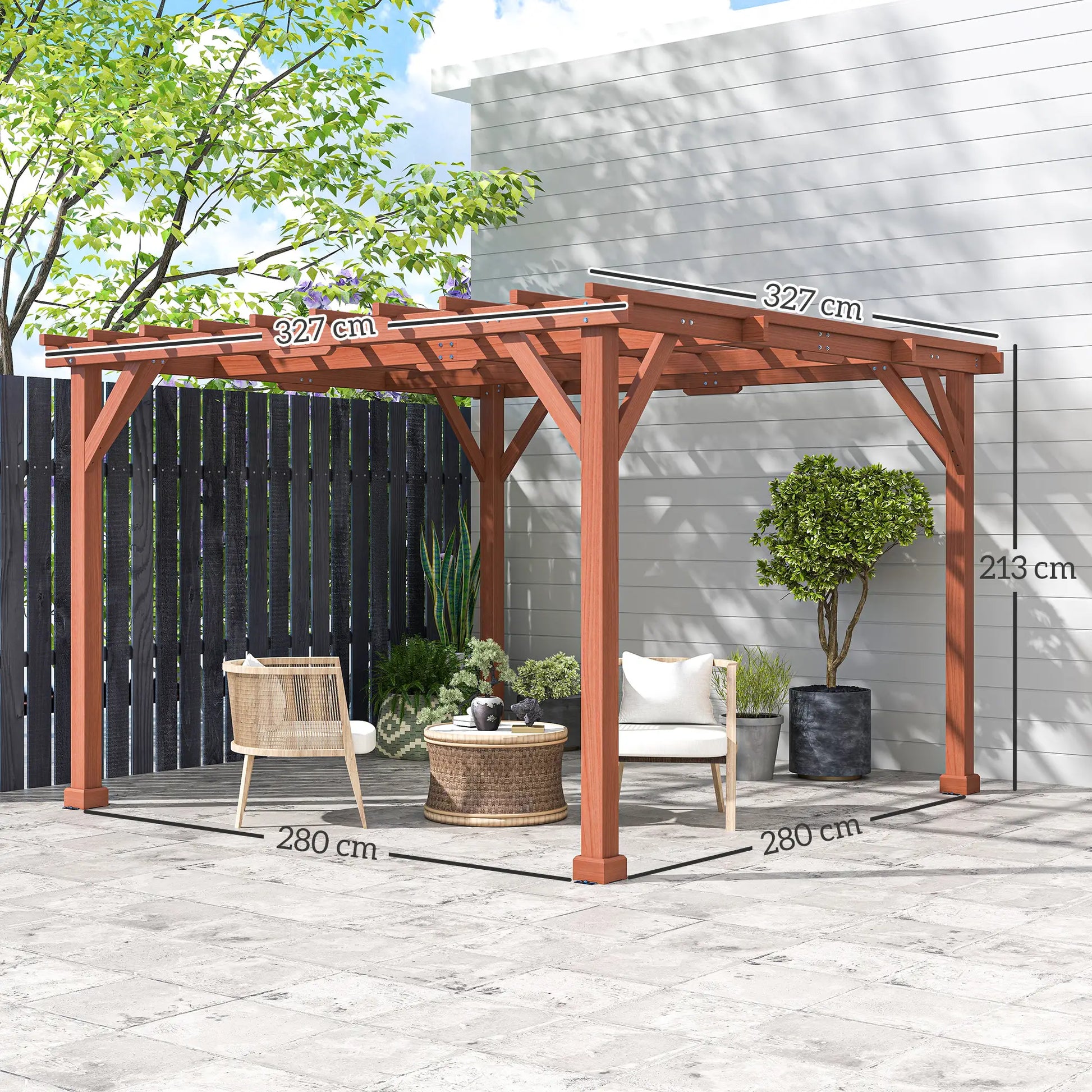 Outsunny 3.3 x 3.3 m Wooden Pergola Kit