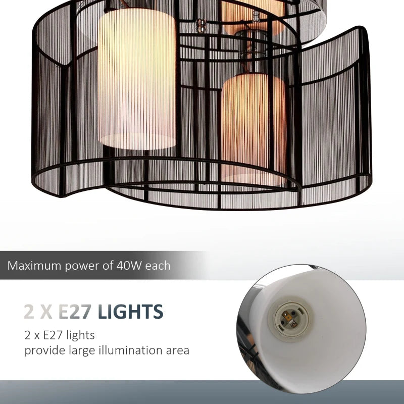 HOMCOM Nova Twin Shade Ceiling Light