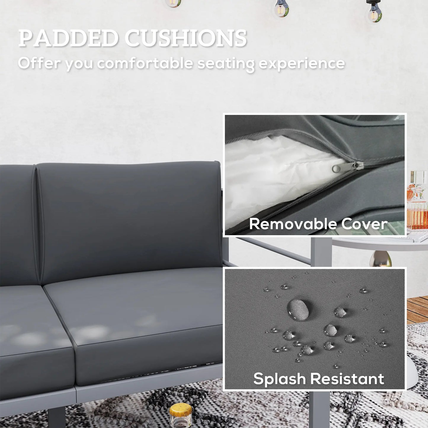 Outsunny Two-Seater Aluminium Garden Sofa