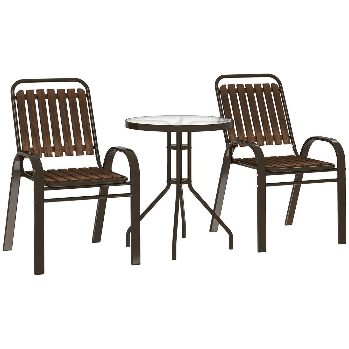 Outsunny 3 Pieces Patio Bistro Set with Stackable Chairs