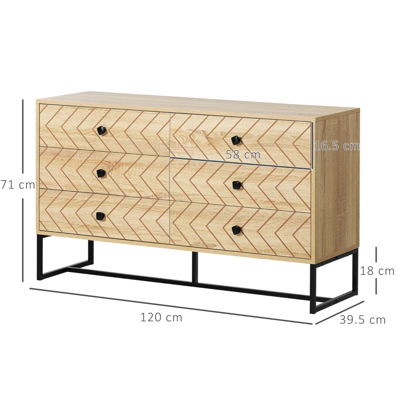 HOMCOM Bedroom Chest of Drawers, 6 Drawer Dresser