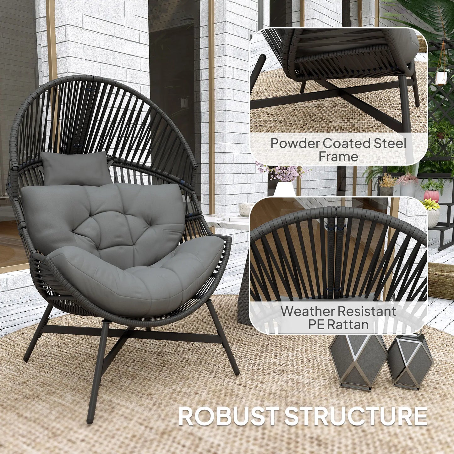 Outsunny Rattan Egg Chair