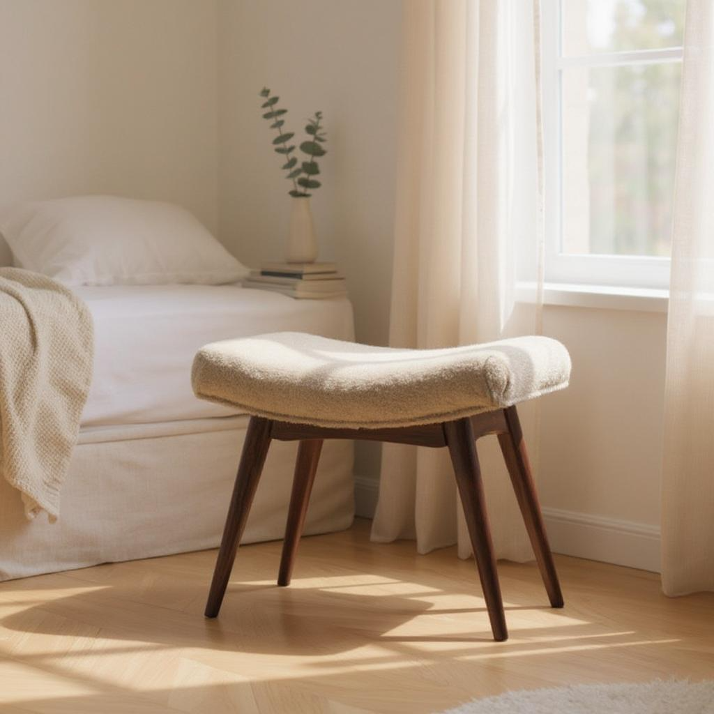 Honey Caramel Bouclé Cream Curved Bench - LuxmeLounge - [vendor_name]